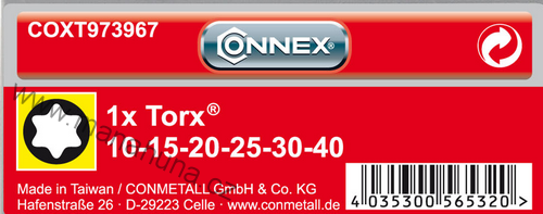 Sada bitů TORX + mag. držák, 7ks  COXT973967